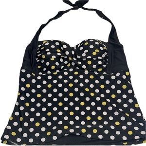 Catalina Black Polka Dot swim Halter Top size medium
